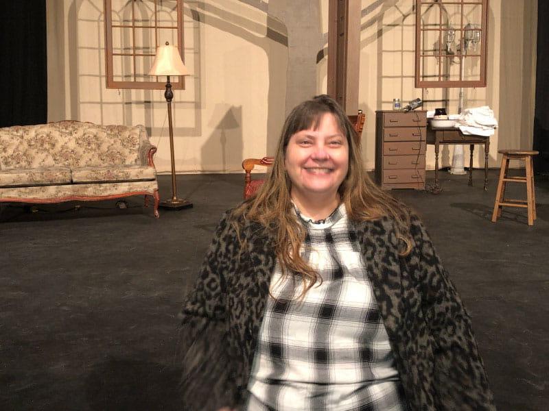 Stroke survivor and theater director Victoria Shepherd on the set of a play she is directing this year. (Photo courtesy of Victoria Shepherd)